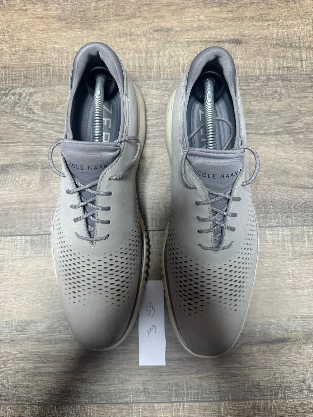 Cole Haan Light Gray Perforated Leather Lace-Up Oxfords